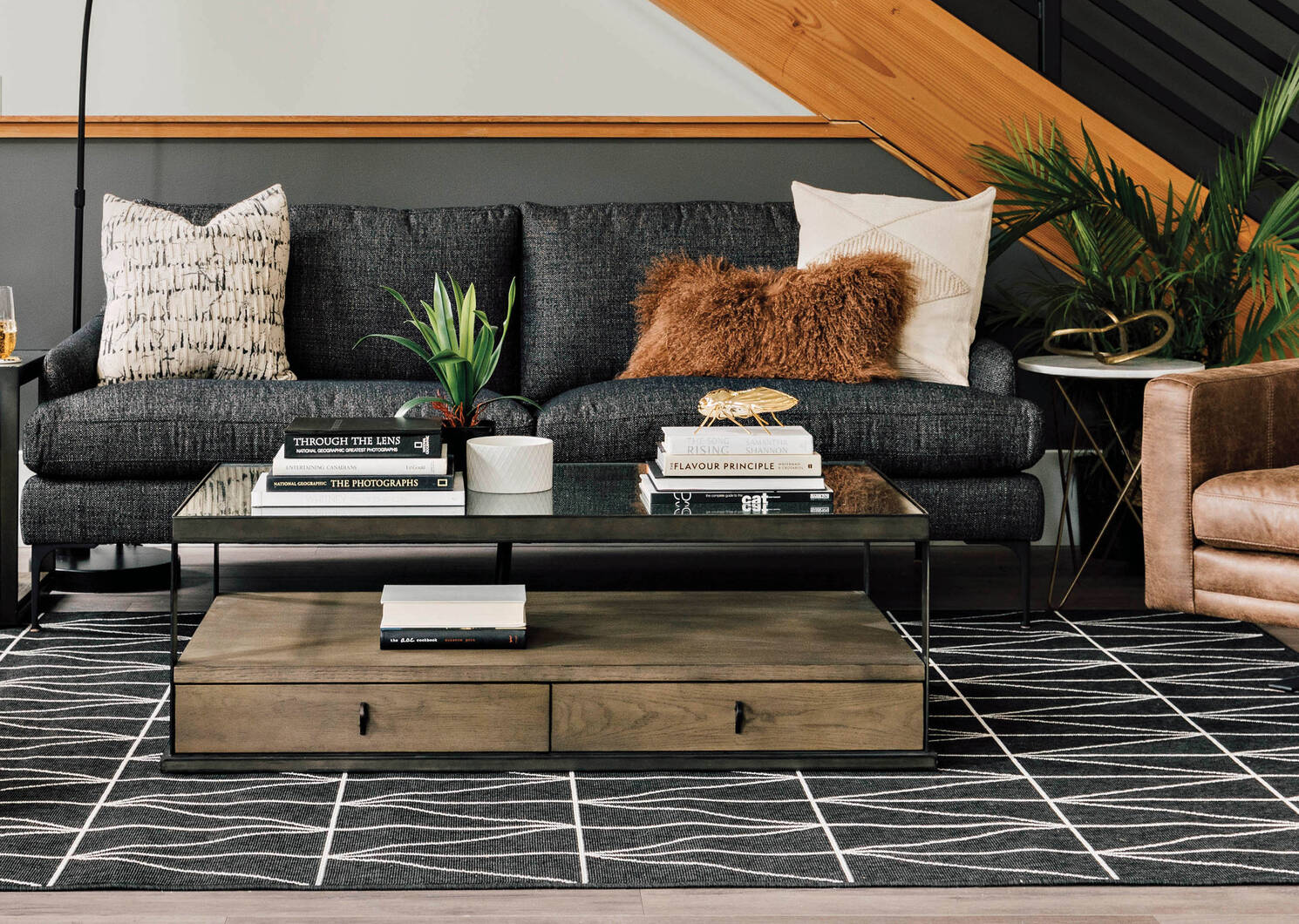 Tapis tuiles Matira 79x114 noir/ivoire