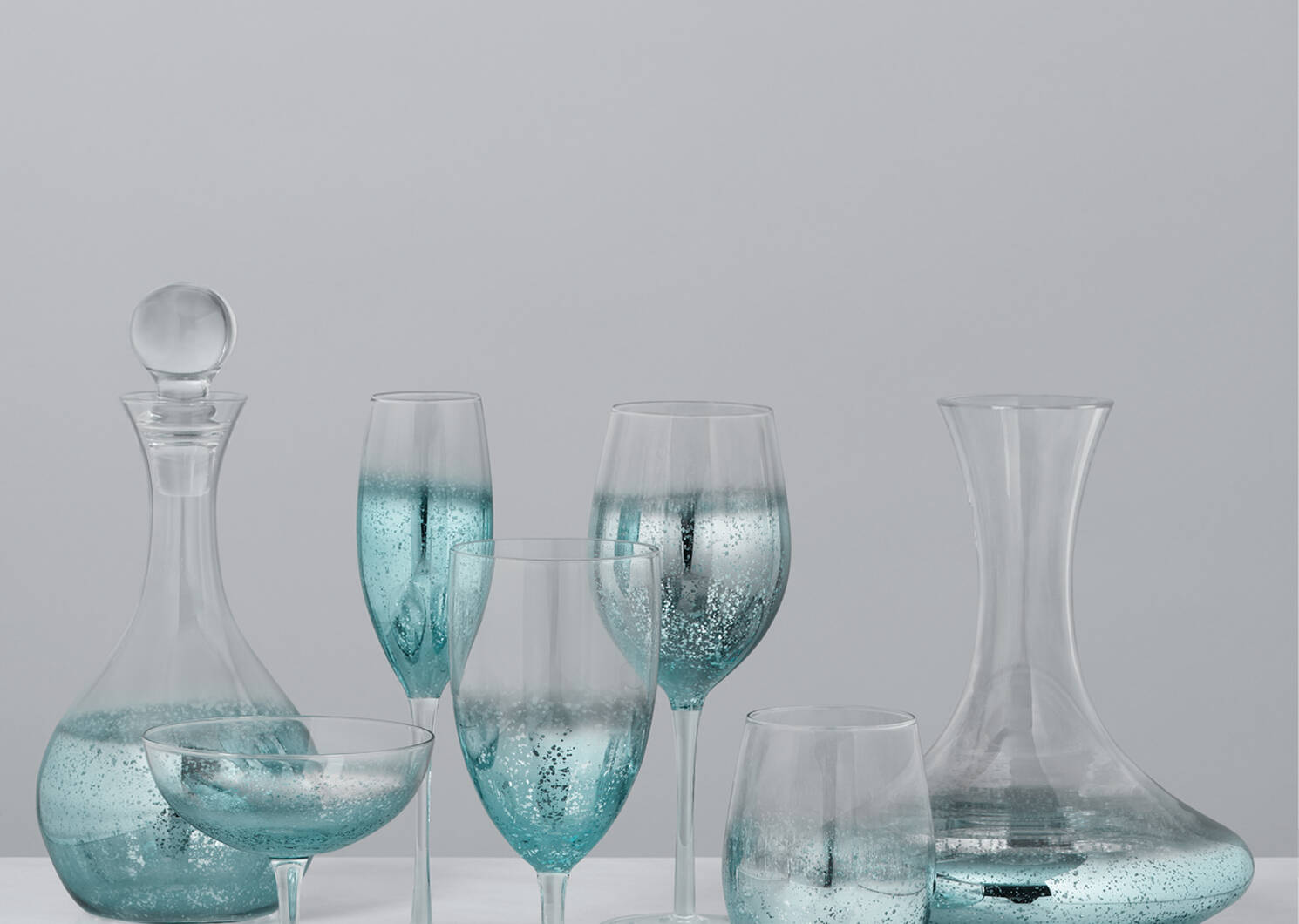 Shimmer Glassware - Aqua