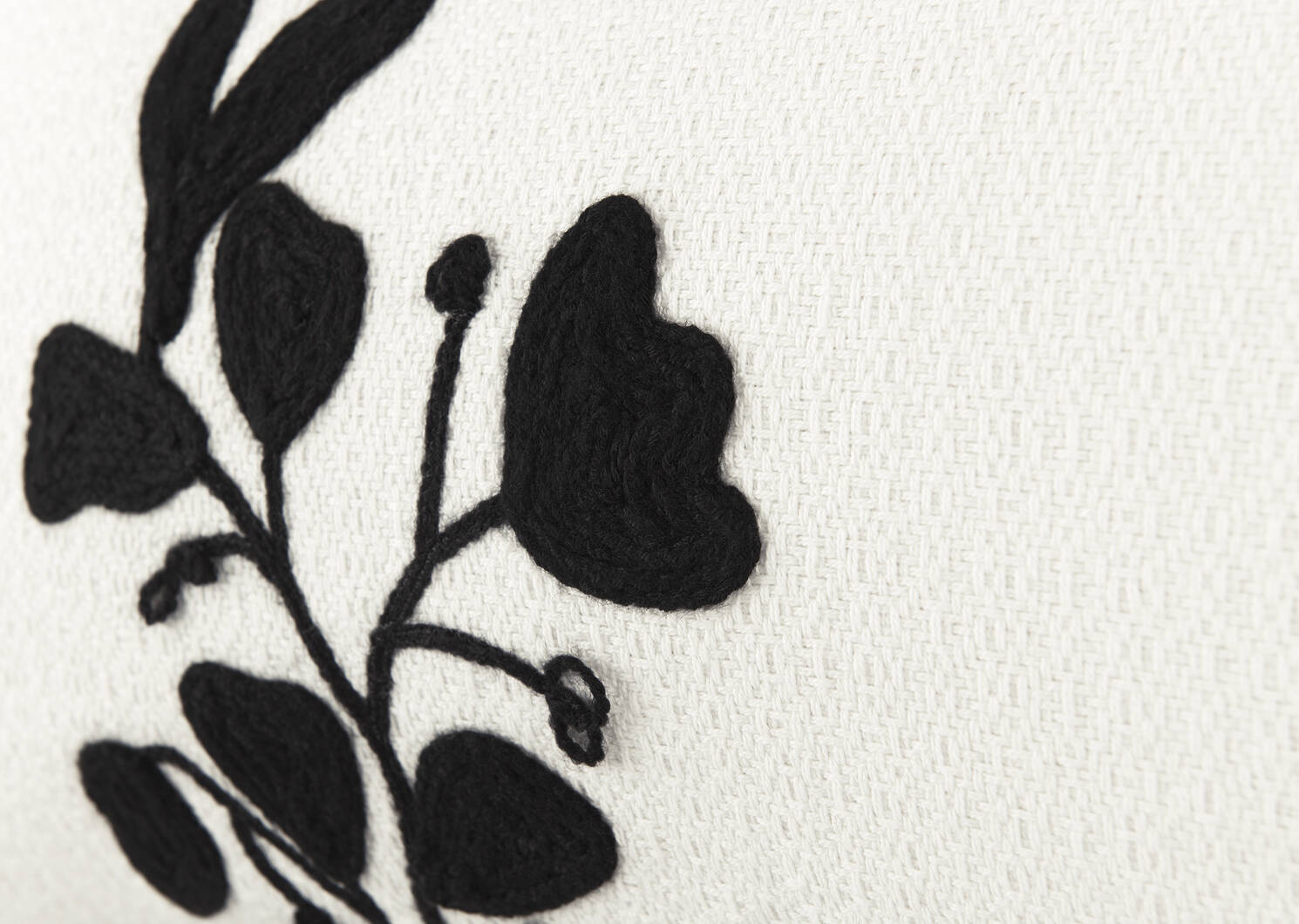 Jolie Cotton Pillow 12x22 Ivory/Black