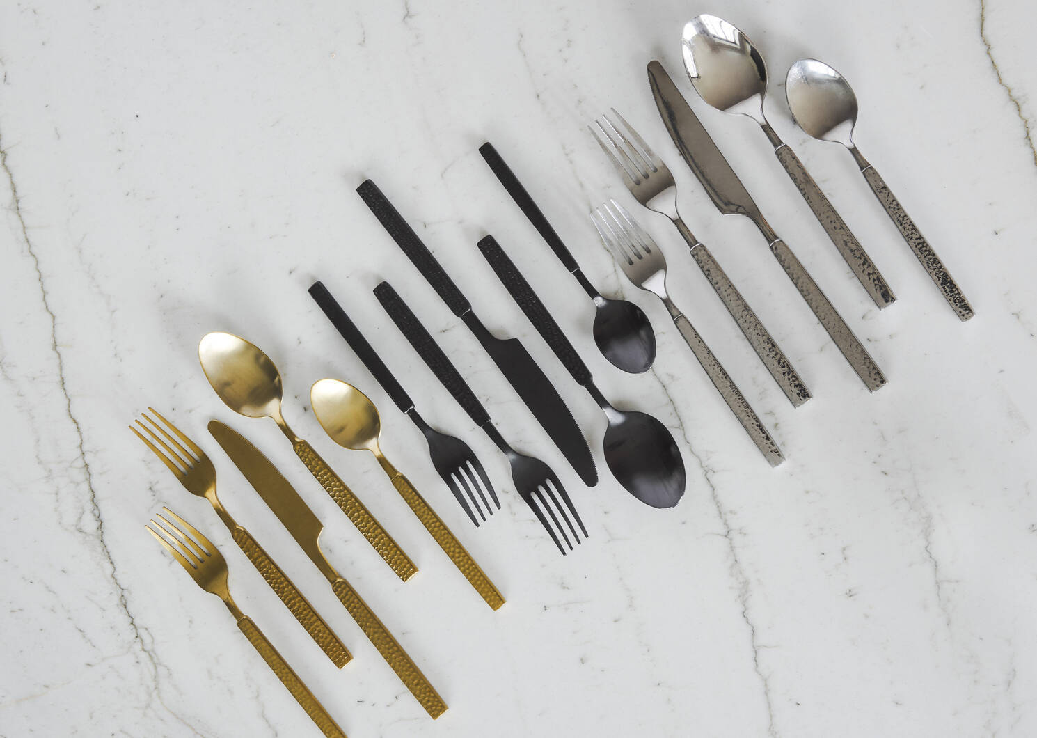 Hammered 5pc Cutlery Set Matte Black