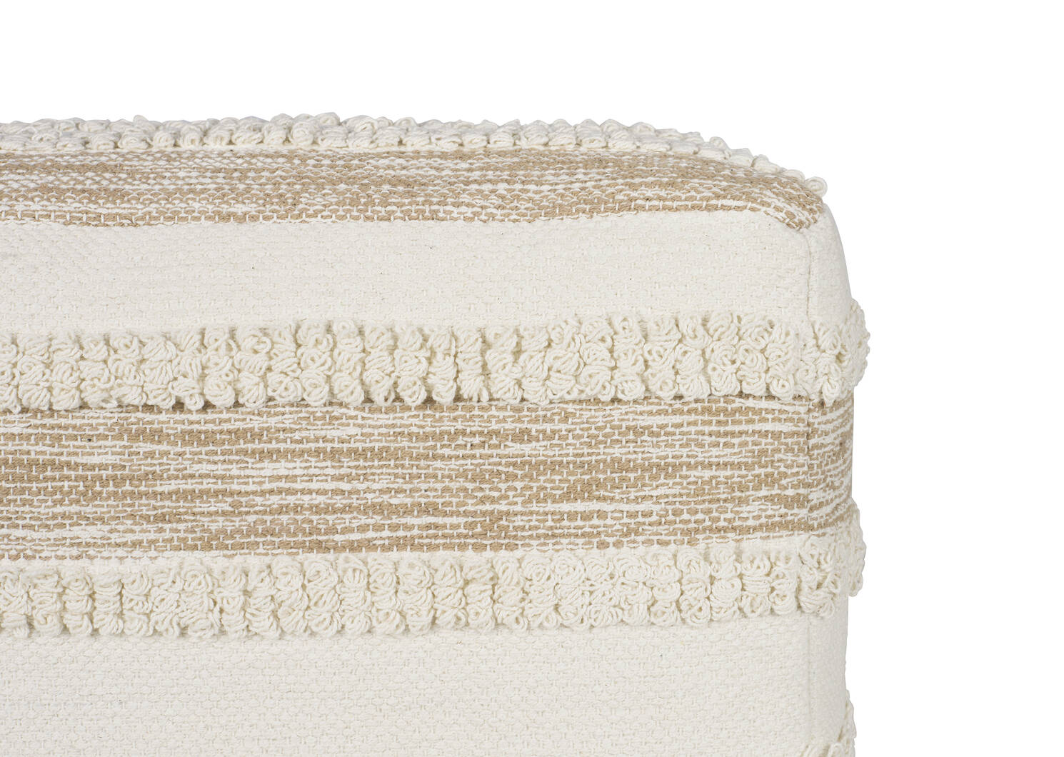 Murphy Stripe Pouf Ivory/Latte