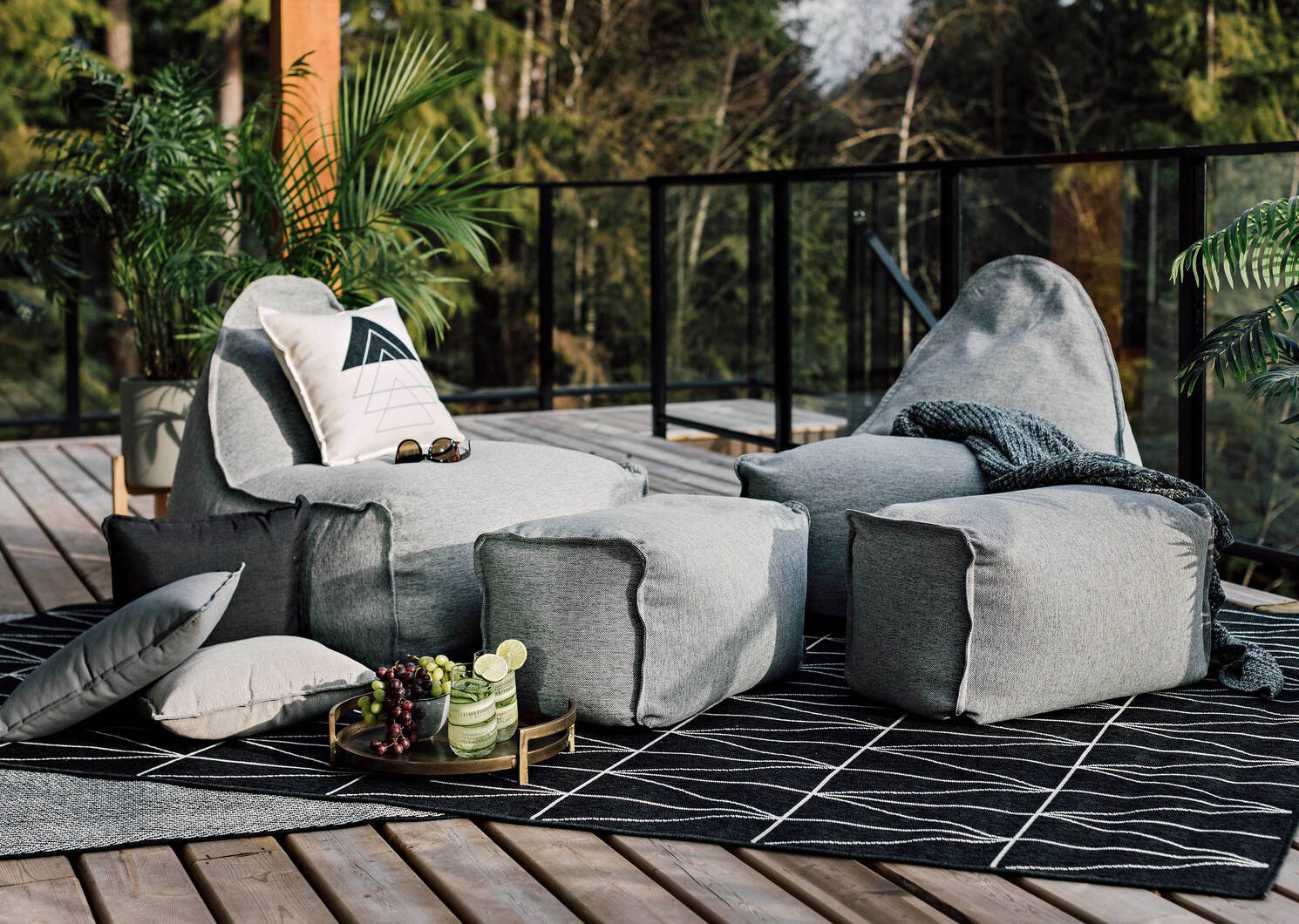 Cabana Chair w/ Ottoman -Kobe Grey