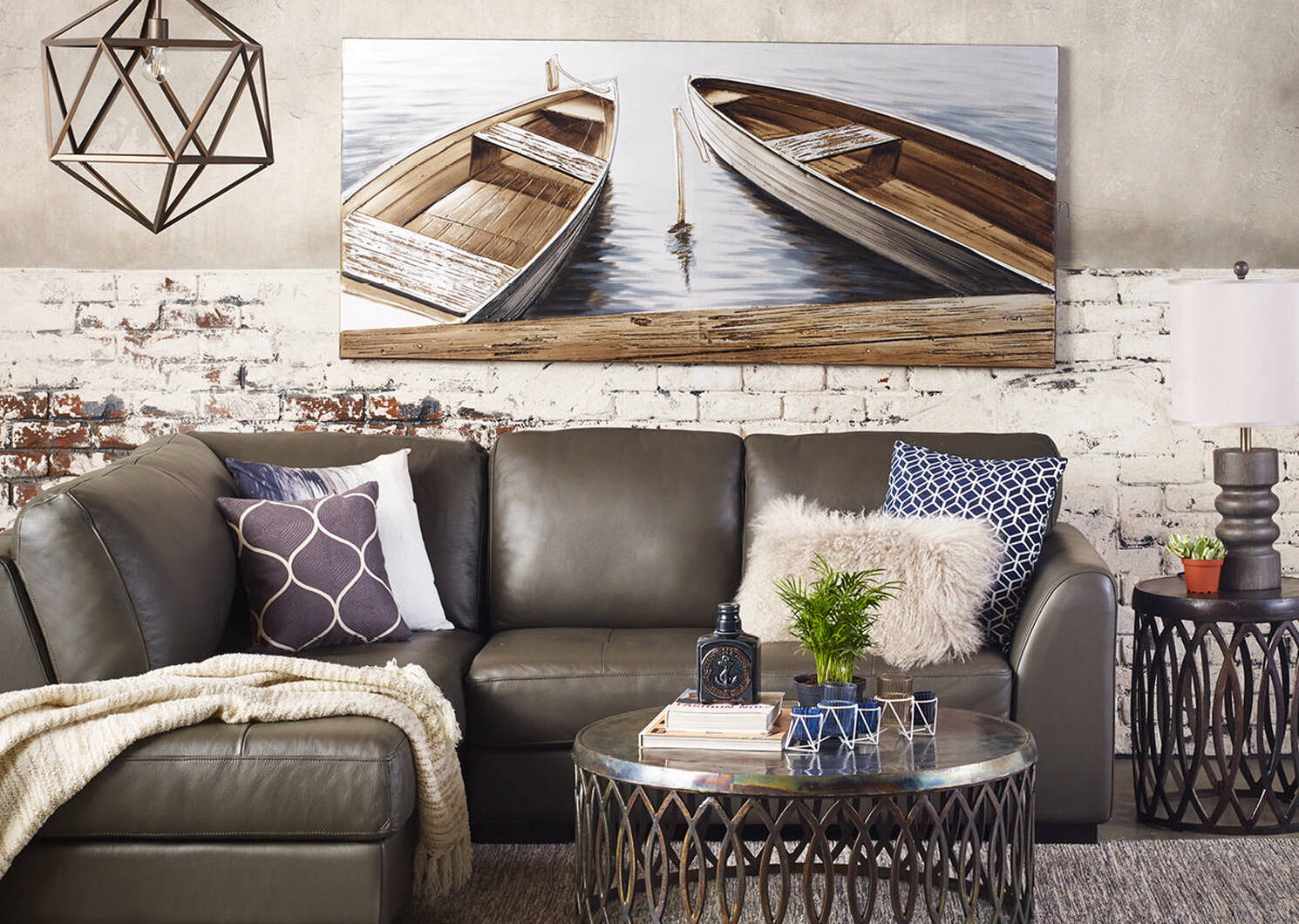 Boone Leather Condo Sofa Chaise -Gr, LCF