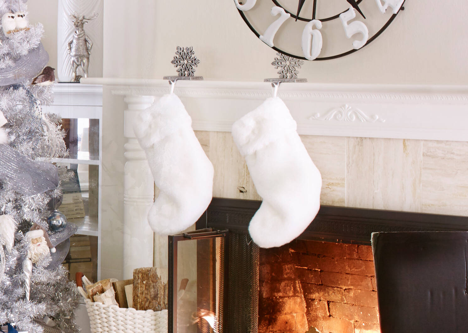 Flora Faux Fur Stocking White