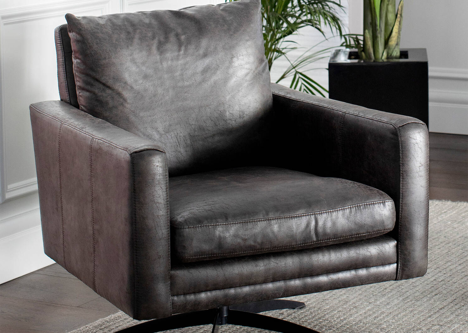 Elba Swivel Armchair -Pierre Smoke