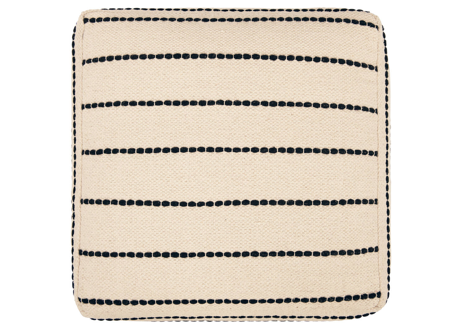 Furrow Cotton Pouf Ivory/Black