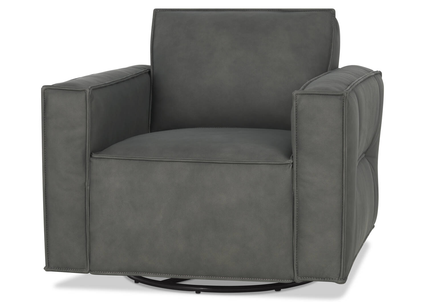 Fauteuil piv. en cuir Dax -Kent graphite