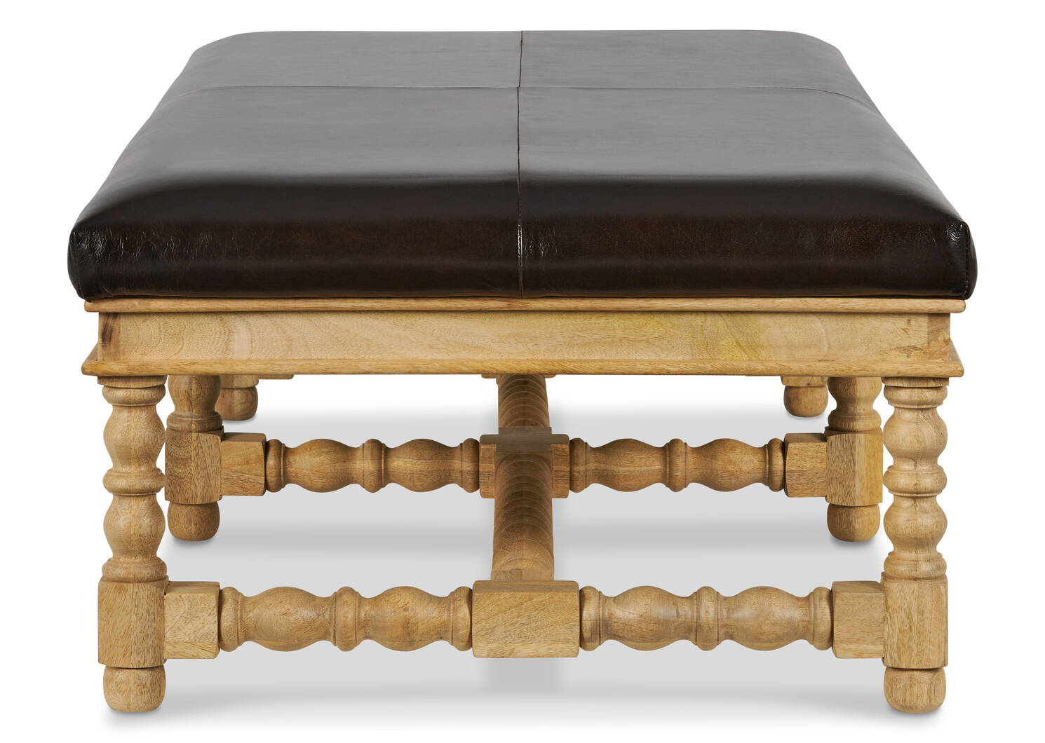 Aly Velji Leather Ottoman -Sable