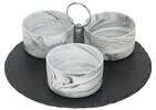 Carrara Bowls & Slate Tray Set Round
