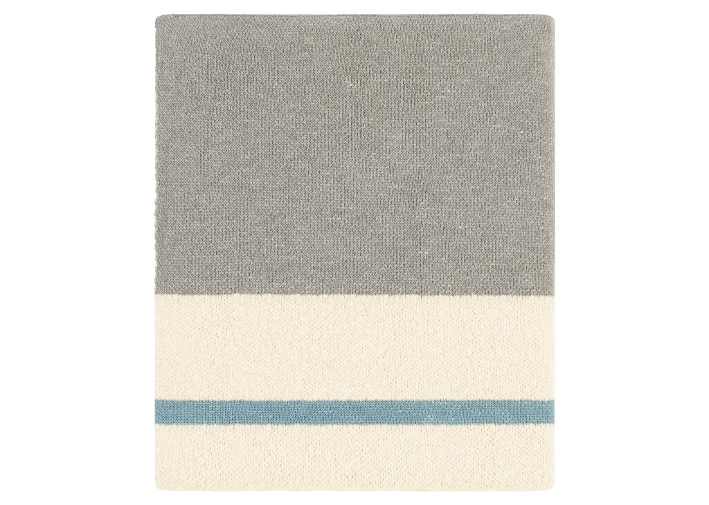 Jeté rayé Cade ivoire/gris/bleu