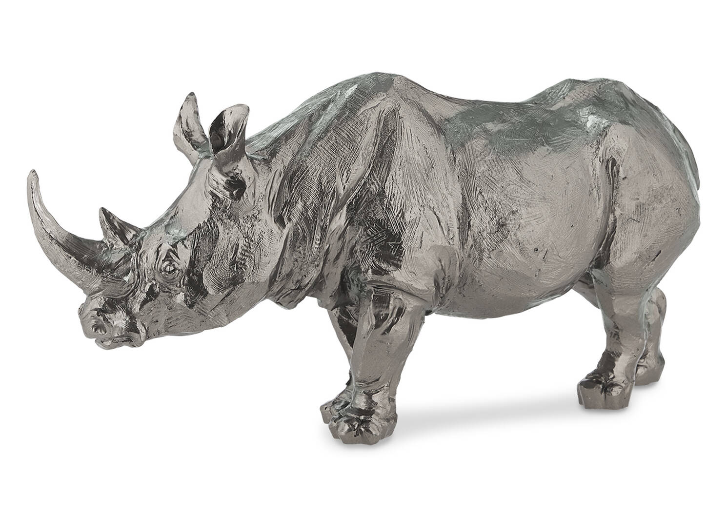 Meru Rhino Statue Pewter