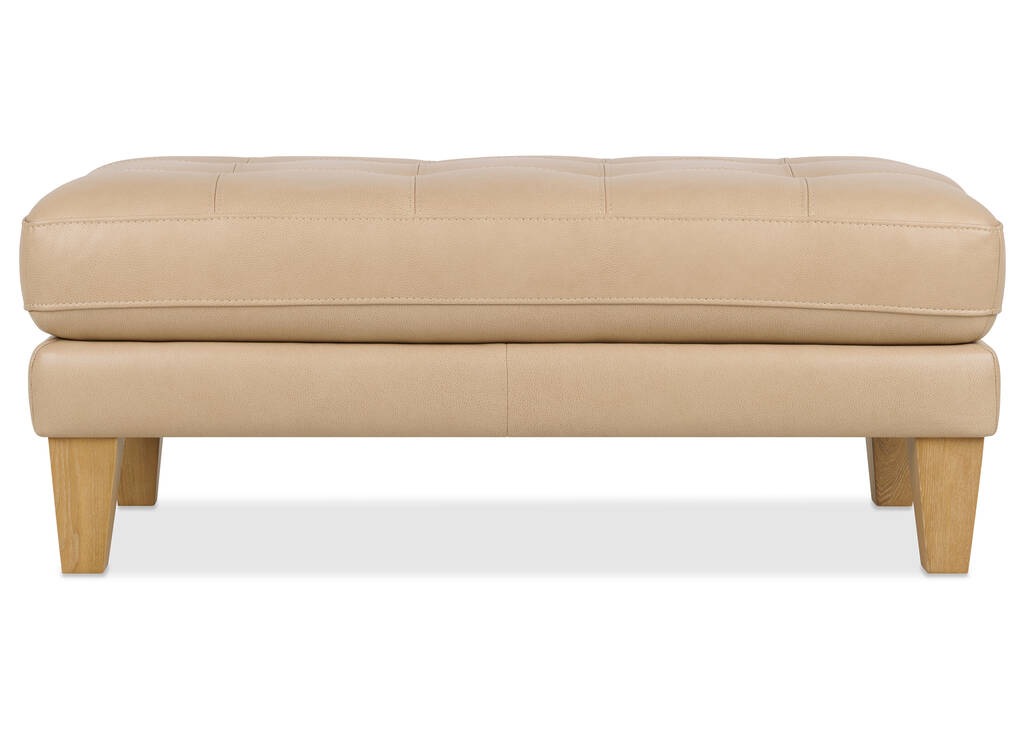 Carson Leather Ottoman -Zen Stone