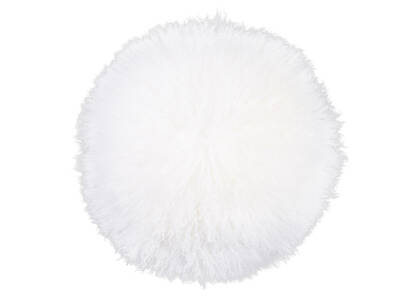 Coussin rond Mongolian 16x16 blanc