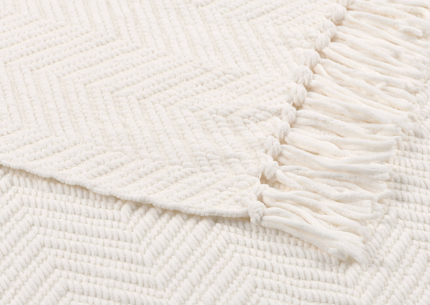 Elan Chenille Throw Ivory