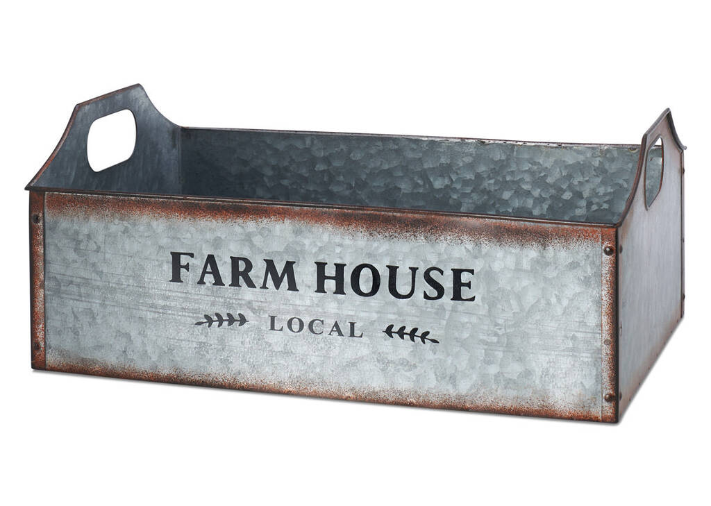 Farmhouse Metal Crate Large