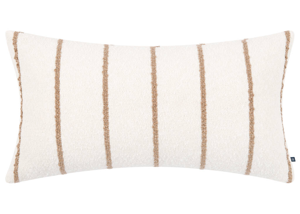 Avena Striped Pillow 12x22 Ivory/Caramel