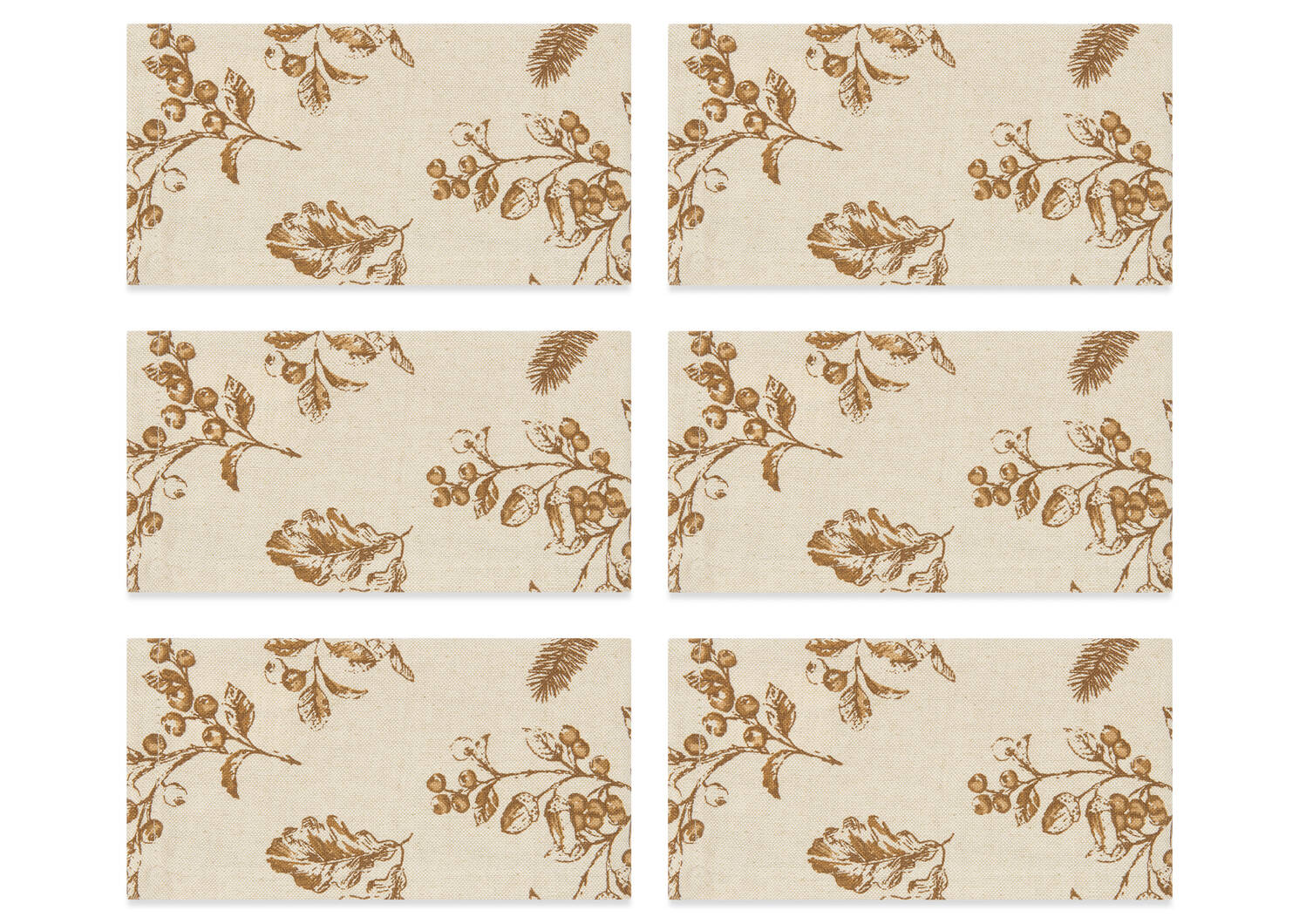 Acorn Napkins Set of 6 Natural/Fawn