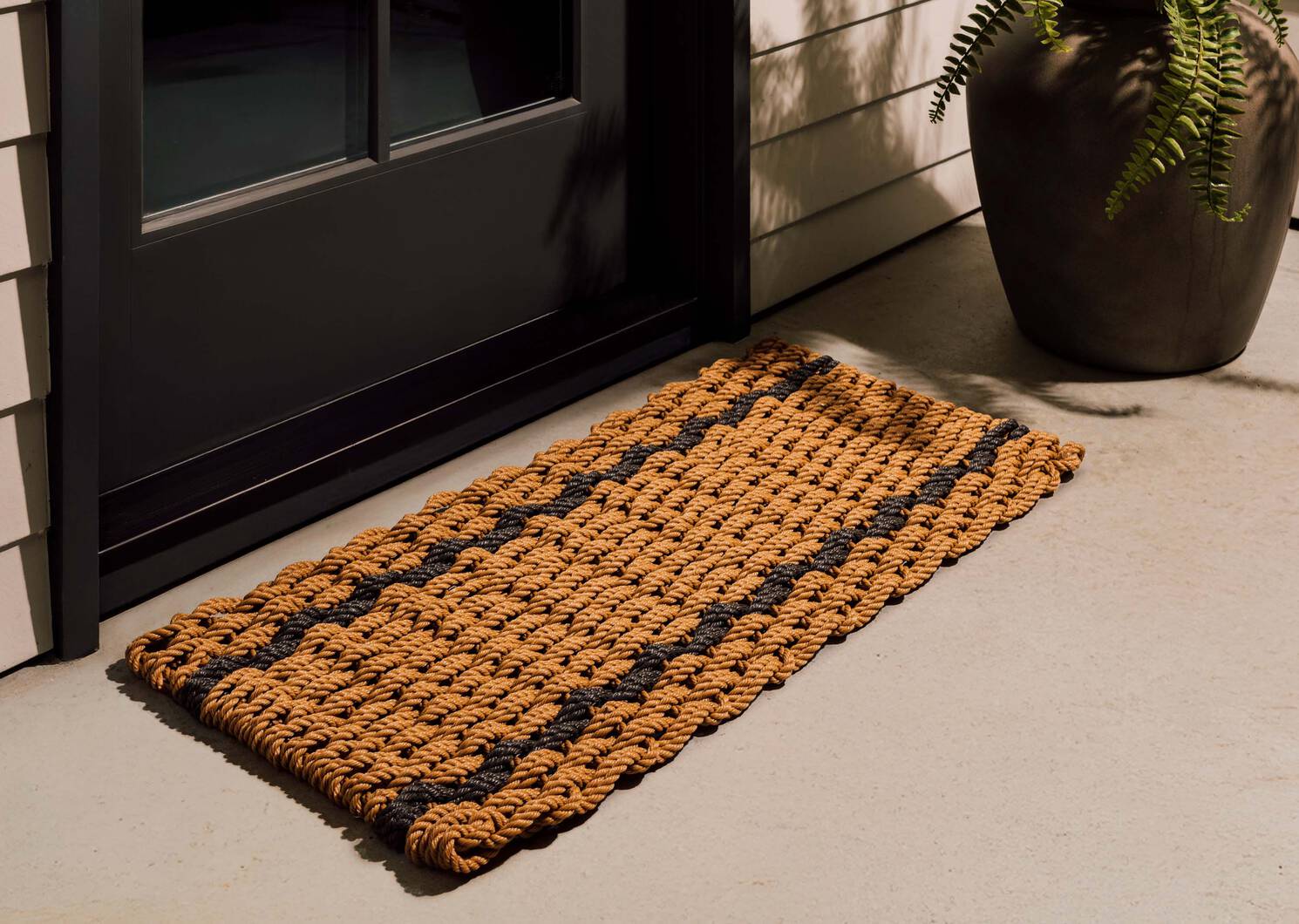 Coastal Stripe Rope Doormat Nat/Grey