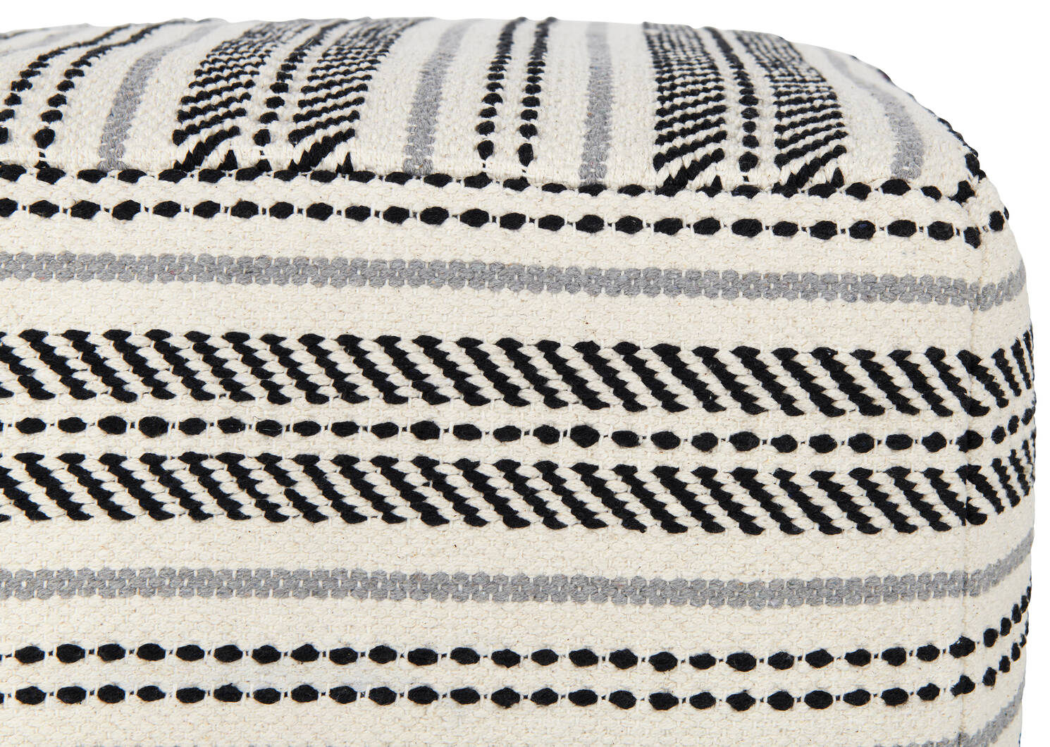 Hadley Striped Pouf Natural/Black