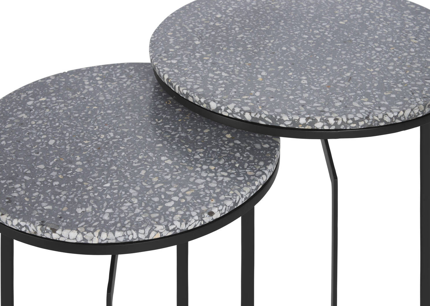 Malik Accent Table Set -Terrazzo Grey