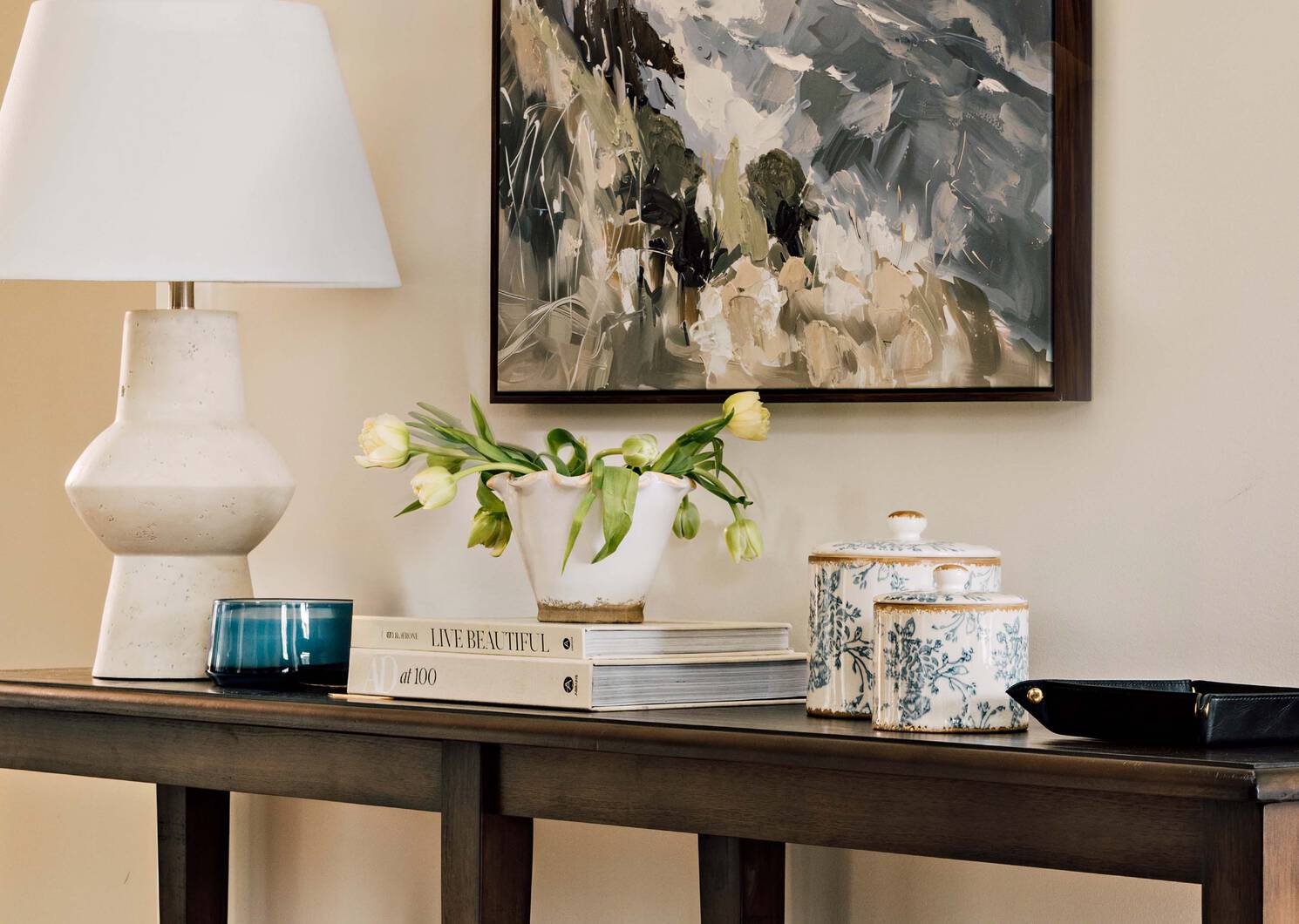 Chelsea Canister Small Ivory/Blue