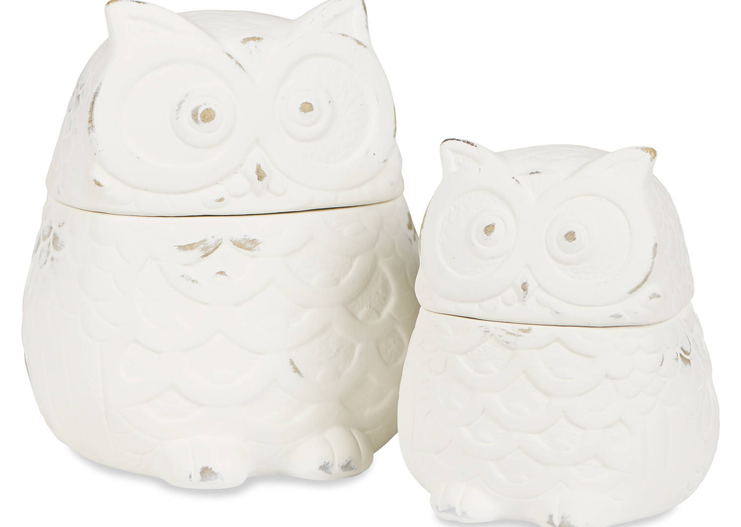 Topher Owl Canister Large Antique Whi