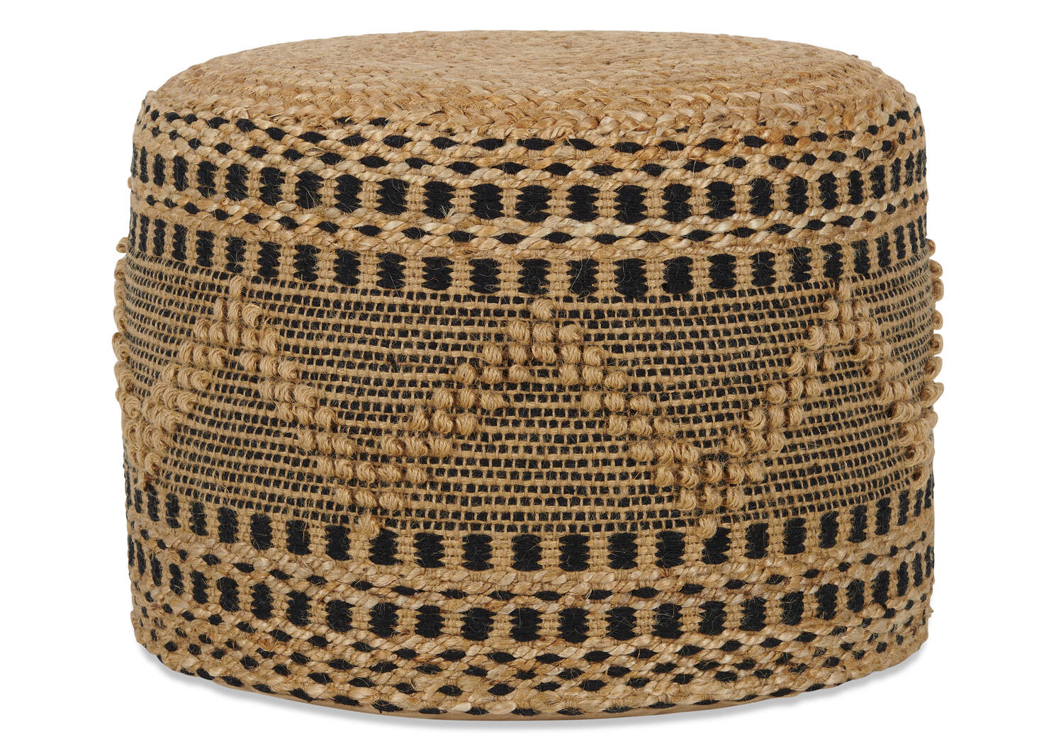 Lina Zig Zag Pouf Jute Natural/Black