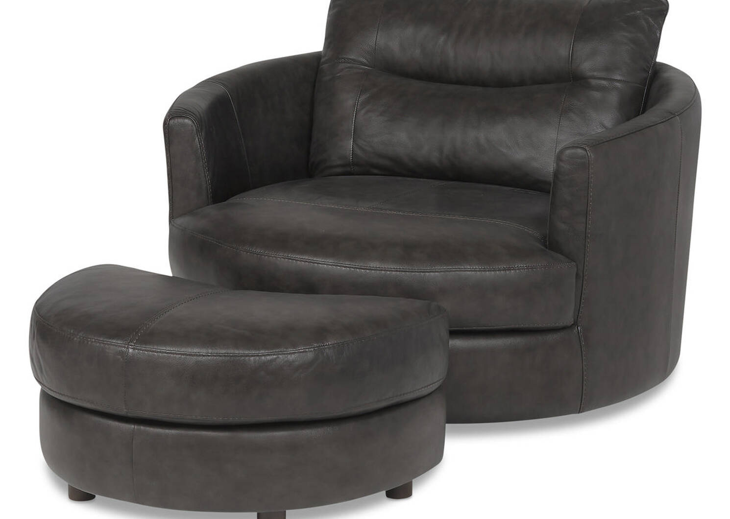 Fauteuil cuir et r-pieds Andros -gris