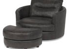Andros Leather Chair w/ Ottoman -Grey
