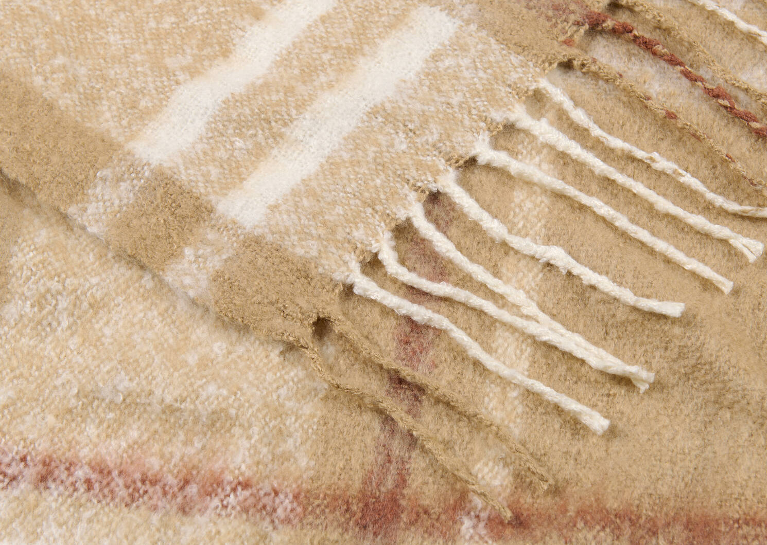 Aaron Plaid Throw Camel/Ivory/Cognac