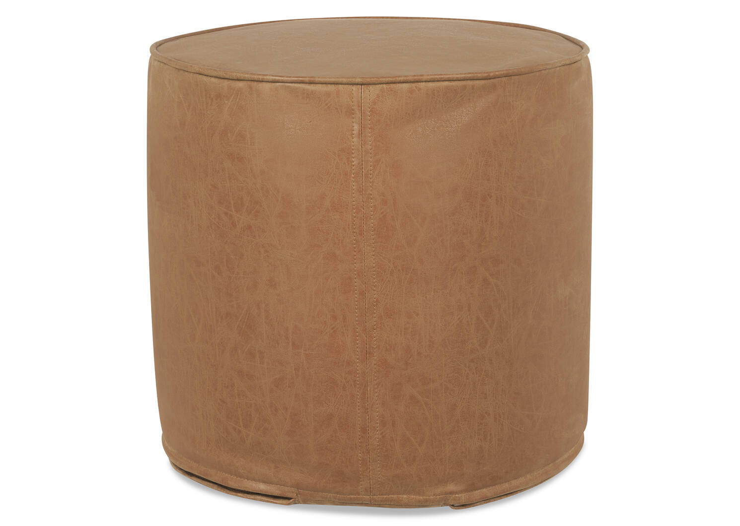 Harlin Faux Leather Pouf Tan
