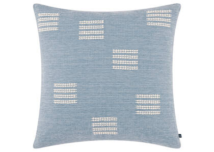 Coussin brodé Perl 20x20 bleu brume