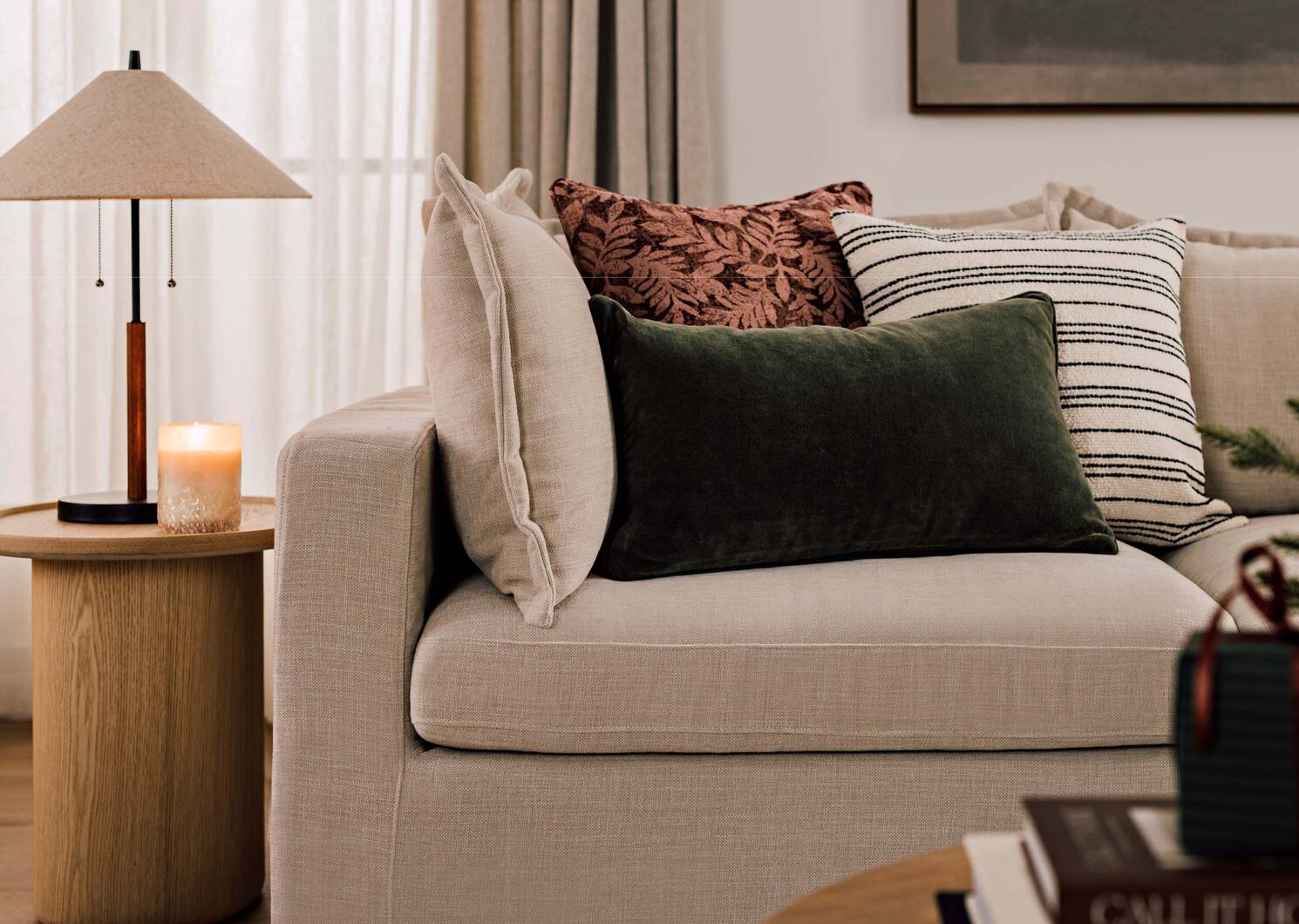 Cierra Striped Pillow 20x20 Ivory/San