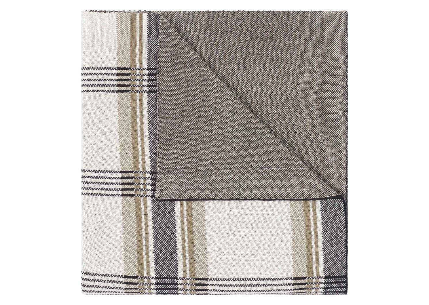 Whitford Plaid Throw Ivory/Black/Sava