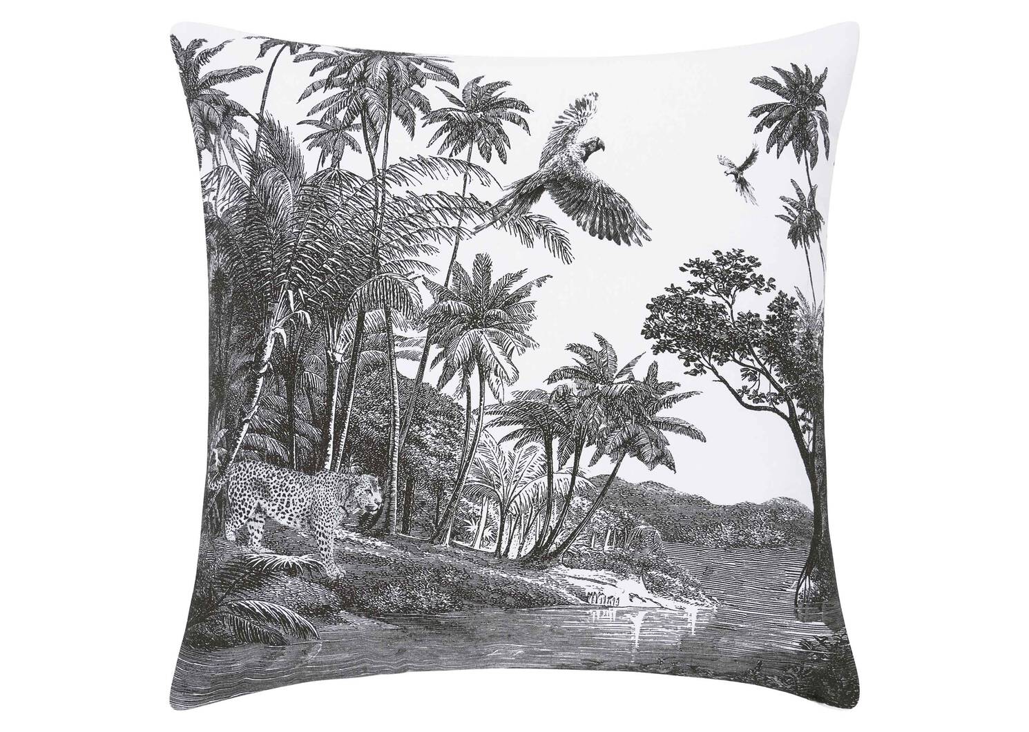 Coussin Jungle Floor 20x20 noir/blanc