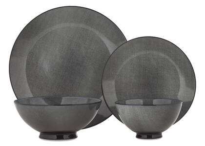 Etching 16pc Dish Set Grey