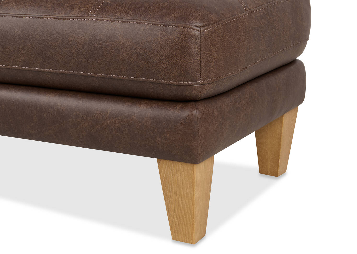 Carson Leather Ottoman -Wes Rum