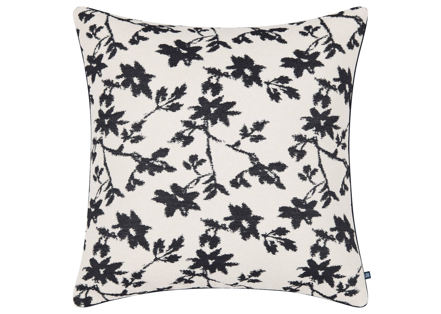Coussin floral Alaya 20x20 ivoire/noir