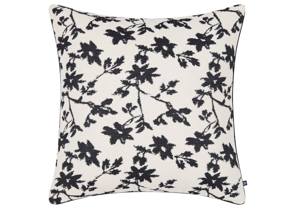 Coussin floral Alaya 20x20 ivoire/noir