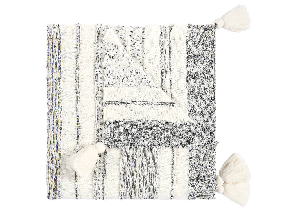 Rafe Cotton Striped Throw Ivory/Black