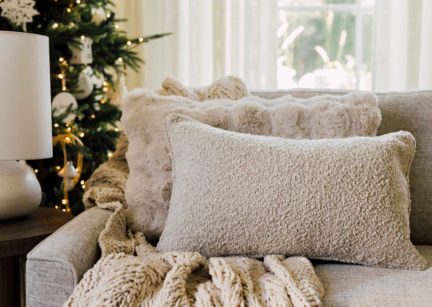 Zoey Faux Fur Pillow 14x24 Oyster