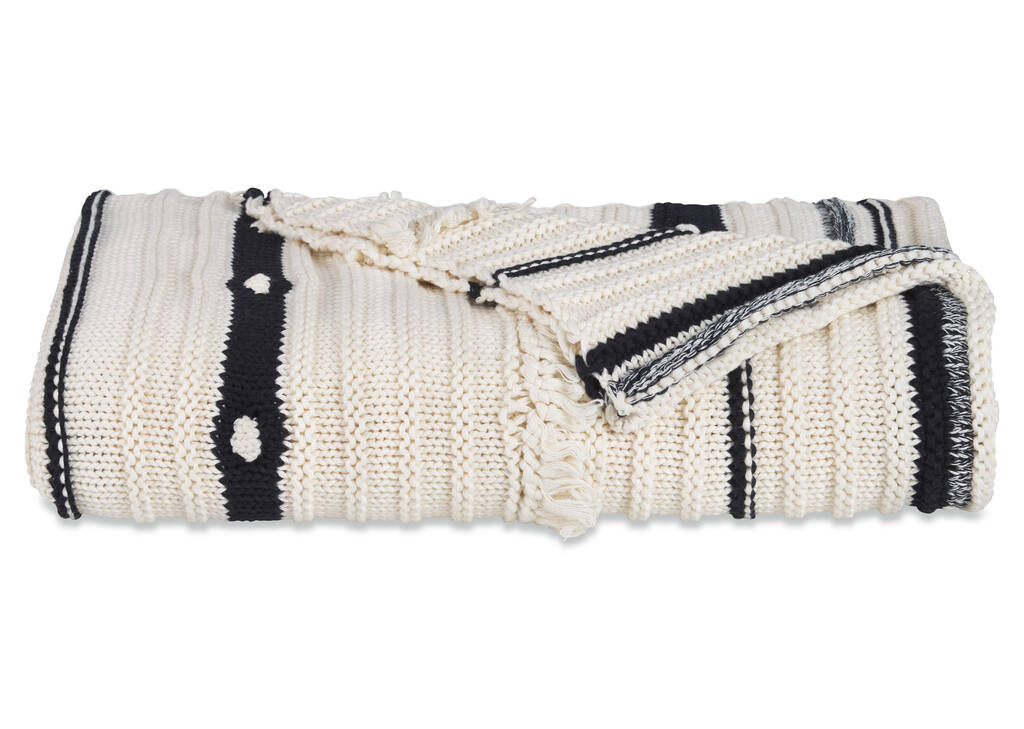 Zendaya Cotton Throw Natural/Black