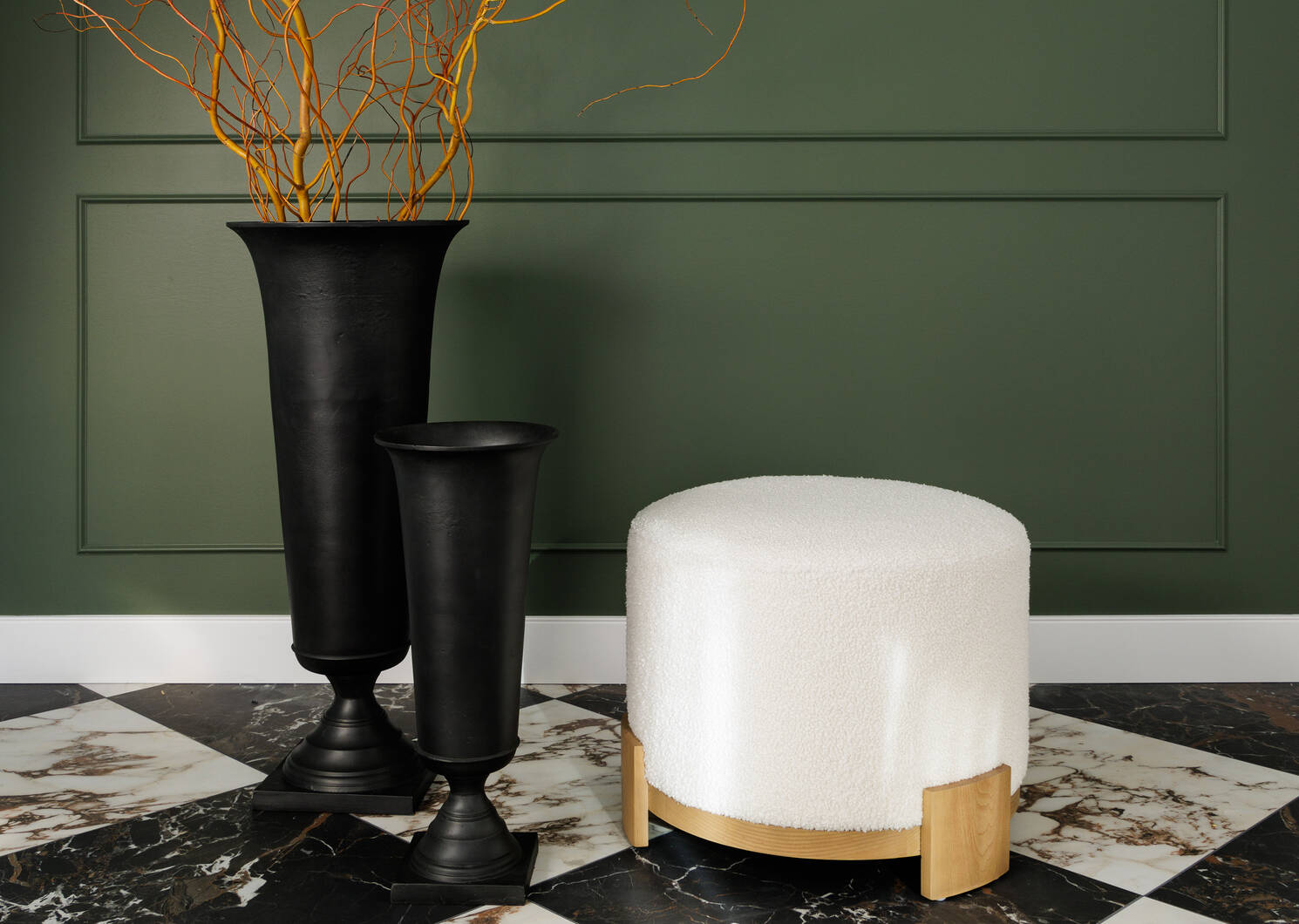 Aly Velji Ottoman -Natural/Ivory