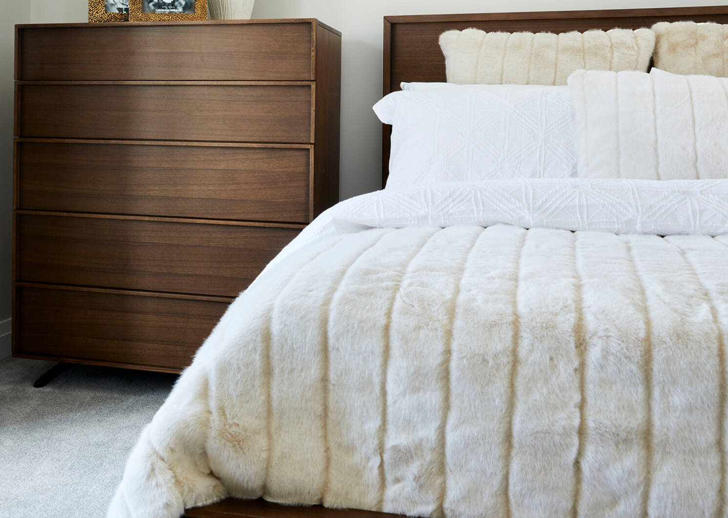Starlet Faux Fur Bedspread Oyster Urban Barn