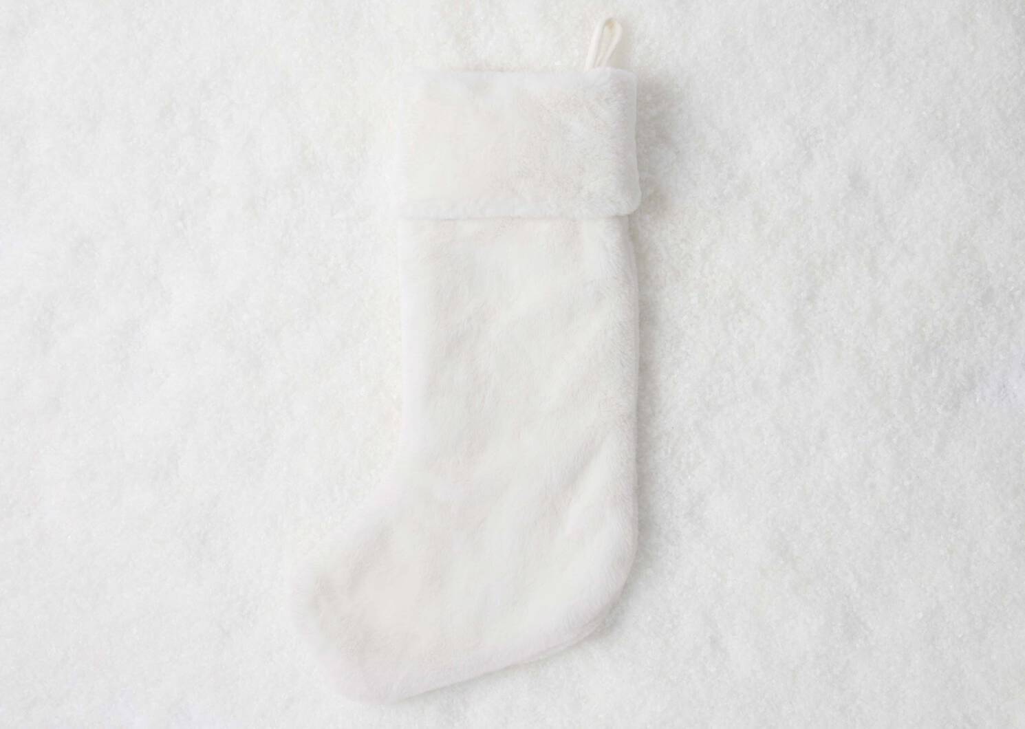 Flora Faux Fur Stocking White