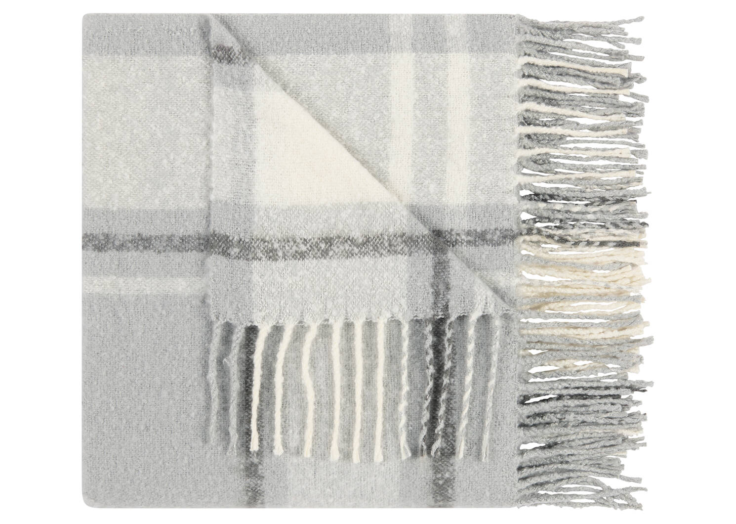 Aaron Plaid Throw Lt Grey/Ivory/Dk Gr