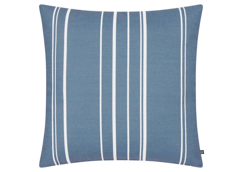 Coussin rayé ext. Soleil bleu mer/ivoire