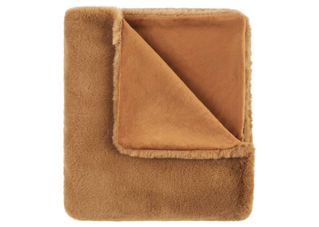 Flora Faux Fur Throw Caramel