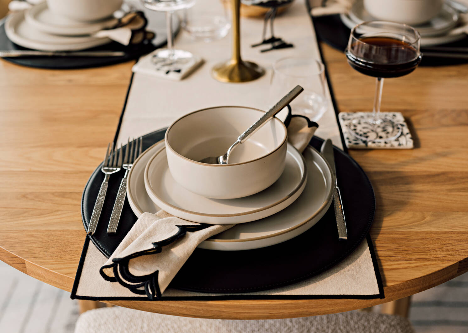 Lark Napkins Set of 6 Natural/Black