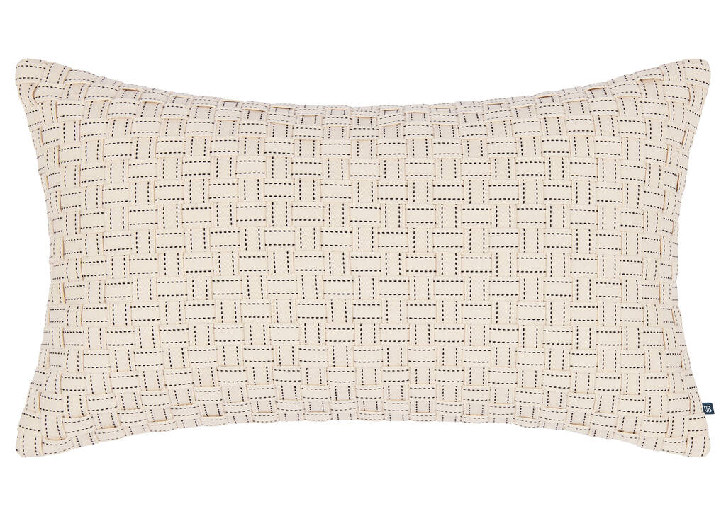 Monaro Cotton Pillow 14x24 Ivory/Blk